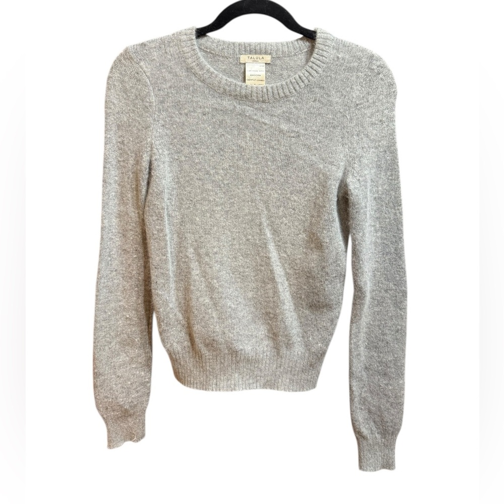 Talula Gray Angora Blend Sweater Soft Cozy Knit‎ Minimalist Style sz S Cottage